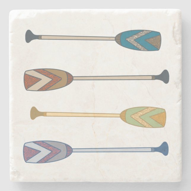 Posavasos De Piedra Remos de canoa de madera retro (Anverso)