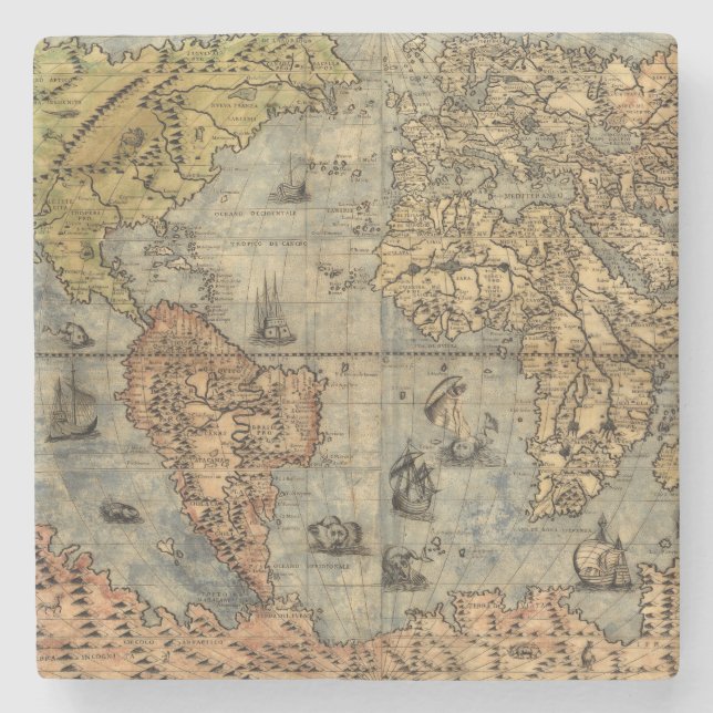 Posavasos De Piedra Renacimiento del Mapa Antiquev de Forlani de 1565 (Anverso)