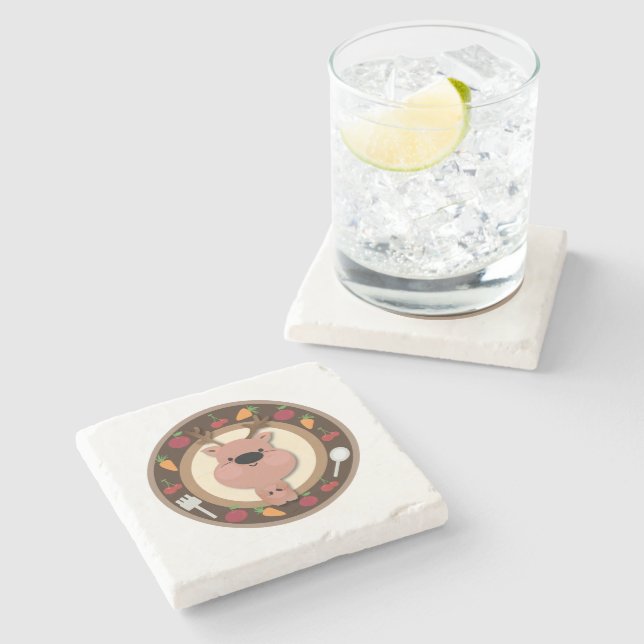 Posavasos De Piedra reno (Lateral)