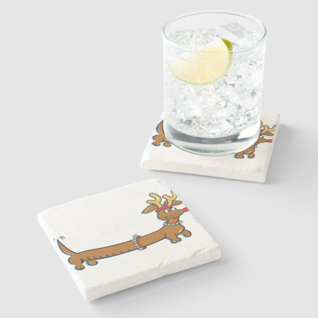 Posavasos De Piedra Reno de Dachshund (Lateral)