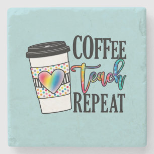 Posavasos De Piedra Repetición de Teach de Café - Vida Divertida Del P