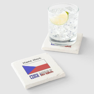 Posavasos De Piedra República Checa y bandera checa personalizadas
