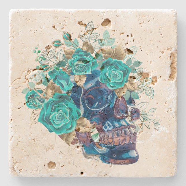 Posavasos De Piedra Requiem Flor Azul (Anverso)