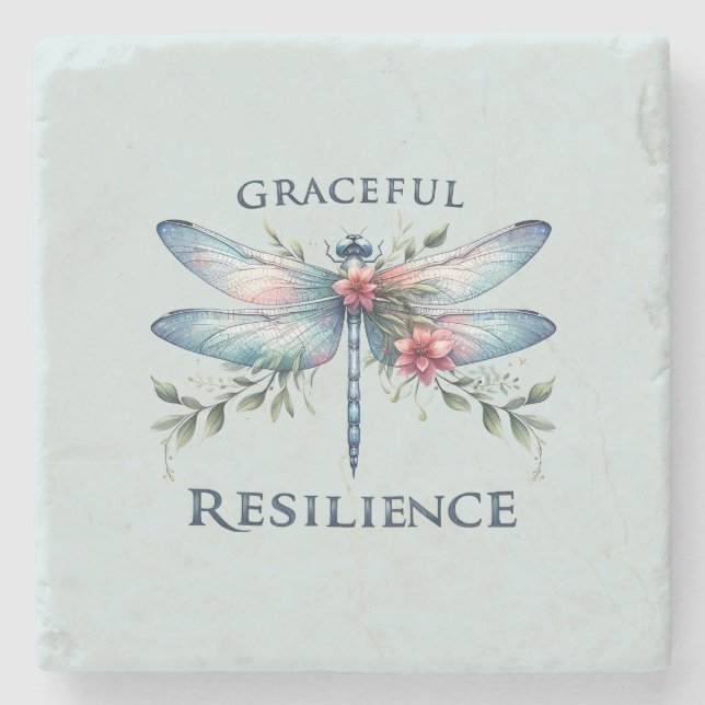 Posavasos De Piedra Resiliencia Graceitosa - Dragonfly artístico (Anverso)