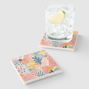 Posavasos De Piedra Resumen animal Coloful retro moderno