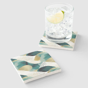 Posavasos De Piedra Resumen blanco verde de moda