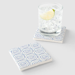 Posavasos De Piedra Resumen Círculo Azul Pincel Círculo Costero