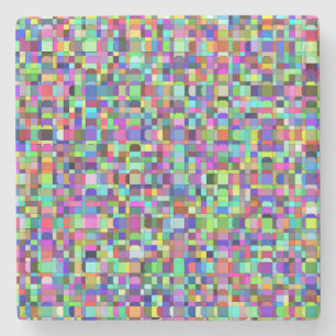 Posavasos De Piedra Resumen Cuadrados Formas Monstruo de Piedra Multic