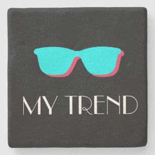 Posavasos De Piedra Resumen de arte pop retro - Gafas turquesas y rosa