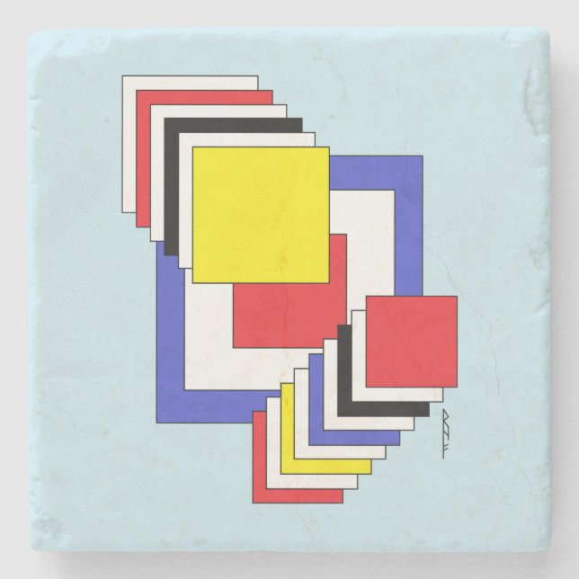 Posavasos De Piedra Resumen de cuadrados (Anverso)