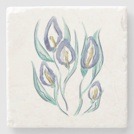 Posavasos De Piedra Resumen de elegancia: acuarela púrpura Calla Lilie