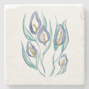 Posavasos De Piedra Resumen de elegancia: acuarela púrpura Calla Lilie