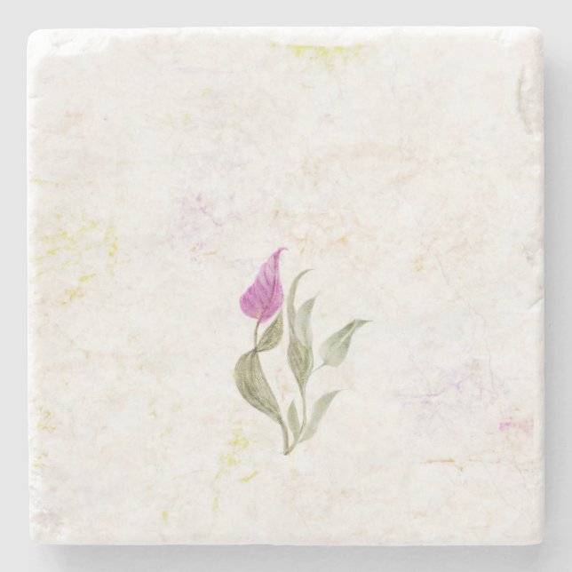 Posavasos De Piedra Resumen de la escayola de piedra botánica pétala r (Anverso)