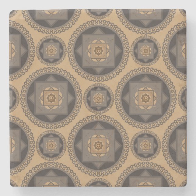 Posavasos De Piedra Resumen de lujo Patrón floral Mandala (Anverso)