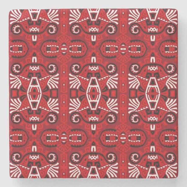 Posavasos De Piedra Resumen étnico Vintage Boho Tile (Anverso)