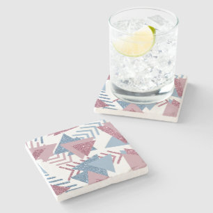 Posavasos De Piedra Resumen lunar de los años 80   Rosa y azul turcos 