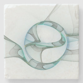 Posavasos De Piedra Resumen moderno Arte fractal azul turquesa gris