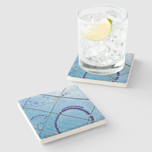 Posavasos De Piedra Resumen Mosaico Espejo Azul