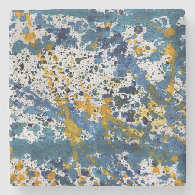 Posavasos De Piedra Resumen Paint Splashed Artistic Splashes (Anverso)