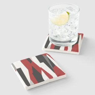 Posavasos De Piedra Resumen rojo en blanco y negro
