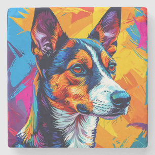 Posavasos De Piedra Retrato abstracto de perro Basenji