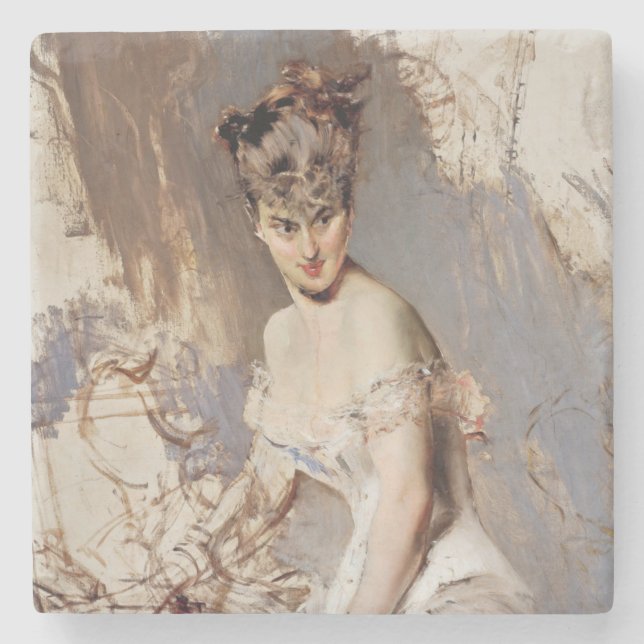 Posavasos De Piedra Retrato de Alice Regnault (Belleza femenina) (Anverso)