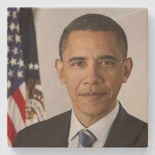 Posavasos De Piedra Retrato de Barack Obama en la Casa Blanca