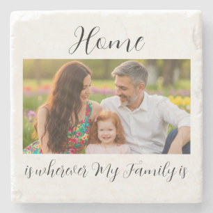 Posavasos De Piedra Retrato de Familia Personalizado con Mensaje
