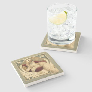 Posavasos De Piedra Retrato de galgo afgano Art Nouveau