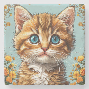 Posavasos De Piedra Retrato de gatito adorable