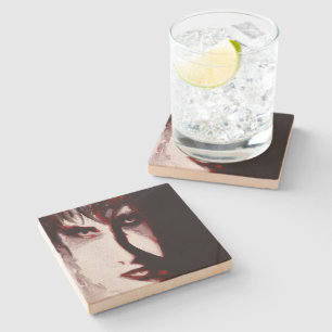 Posavasos De Piedra Retrato de hombre de música gótica post punk arte