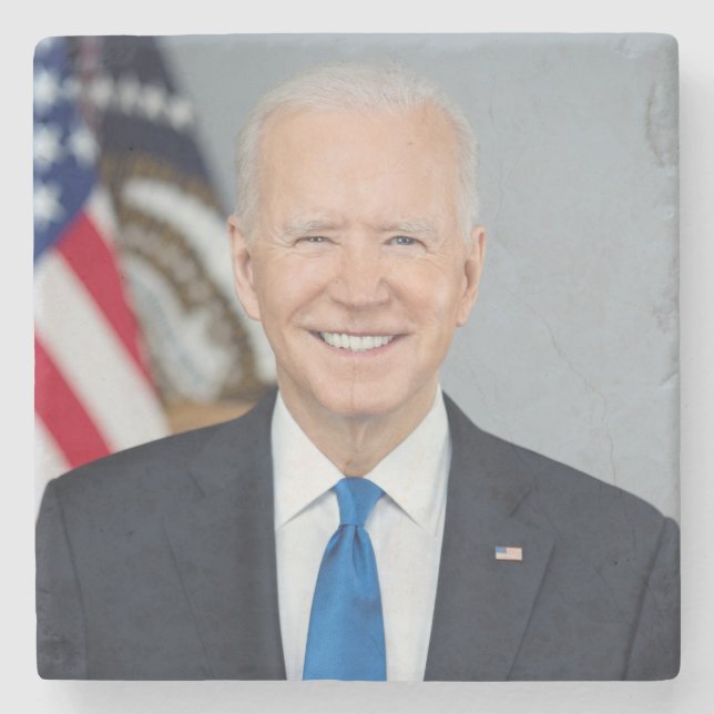 Posavasos De Piedra Retrato de la Casa Blanca del presidente Joe Biden (Anverso)