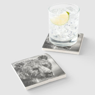 Posavasos De Piedra Retrato de oso pardo