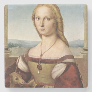Posavasos De Piedra Retrato de una dama con unicornio (de Raphael)