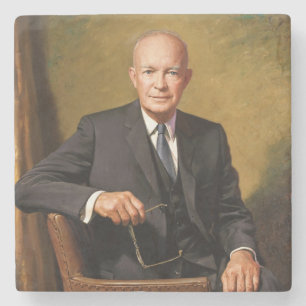Posavasos De Piedra Retrato del presidente Dwight Eisenhower en la Cas