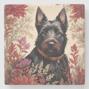 Posavasos De Piedra Retrato elegante de perro de terror escocés