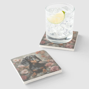 Posavasos De Piedra Retratos de raza de perro de flores 10