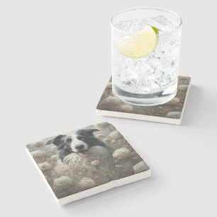 Posavasos De Piedra Retratos de raza de perro de flores 12