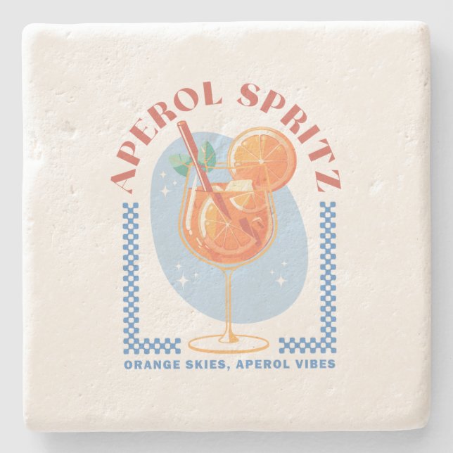 Posavasos De Piedra Retro Aperol Spritz Summer Cocktail Vibe (Anverso)