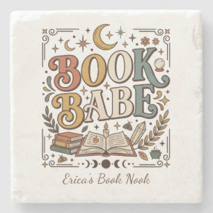 Posavasos De Piedra Retro Book Babe Mística Celestial Bruja Librera