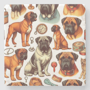 Posavasos De Piedra Retro Bullmastiff Seamless