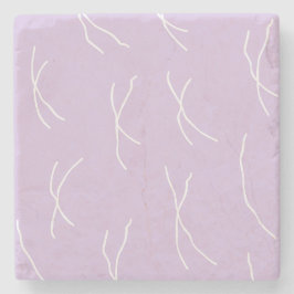 Posavasos De Piedra Retro Cottage Abstract Sketchy Lines Soft Lilac