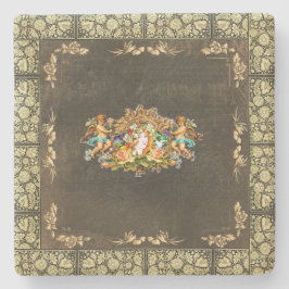 Posavasos De Piedra Retro de color con encaje y flores