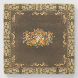 Posavasos De Piedra Retro de color con encaje y flores