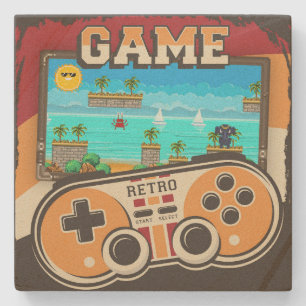 Posavasos De Piedra Retro de control remoto de juegos