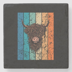 Posavasos De Piedra Retro de vaca Highland de Escocia