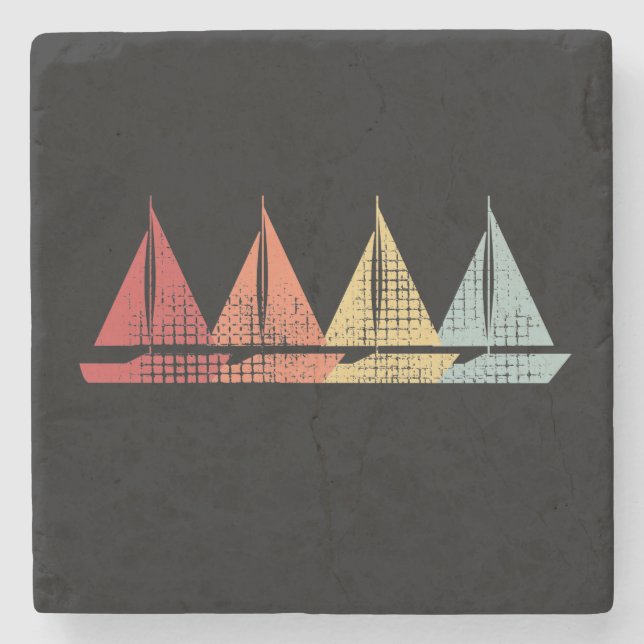 Posavasos De Piedra Retro de velero (Anverso)