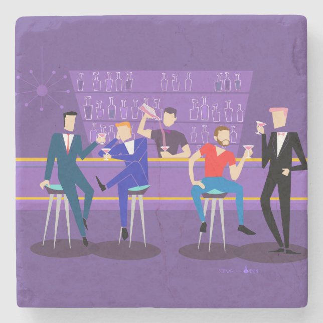 Posavasos De Piedra Retro Gay Bar Stone Coaster (Anverso)
