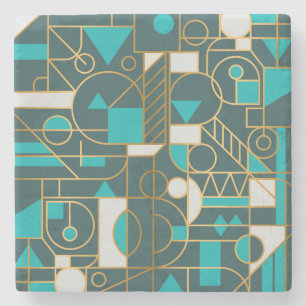 Posavasos De Piedra Retro Geométrico: Poster de arte Minimalista.