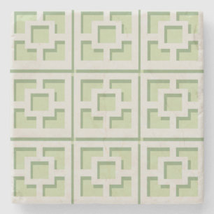 Posavasos De Piedra Retro Green Trellis Stone Coaster